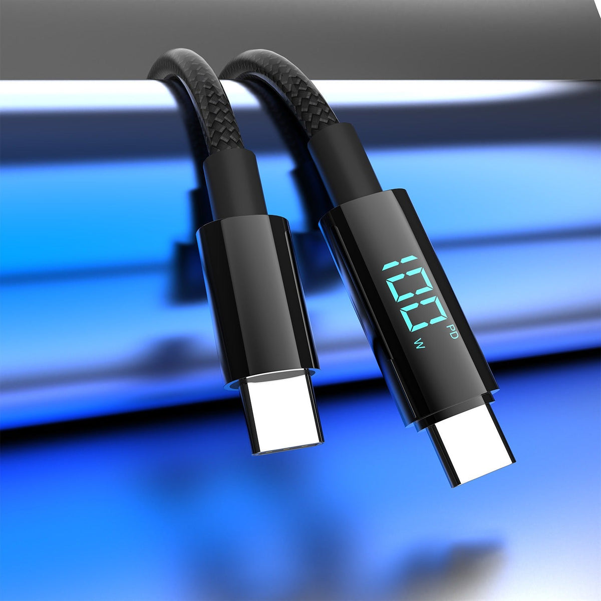 100W digital fast charging braided data cable Type-C mobile charging cable 16 fast charging cable compatible with 66W 1.2m